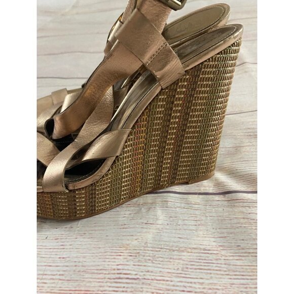 Vince Camuto Gold Wedge Hattie Espadrilles Sandals - 10B - Picture 3 of 12